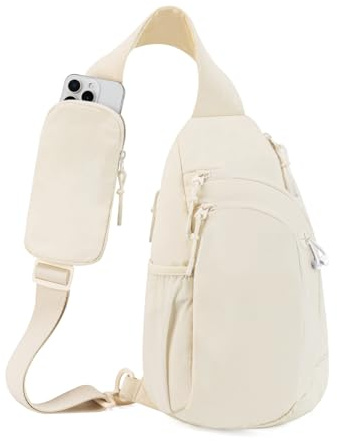 Brusttasche Damen Sling Bag Herren mit RFID-Blockierung Anti Diebstahl Tasche Umhängetasche Schultertasche mit Handytasche, Weiß