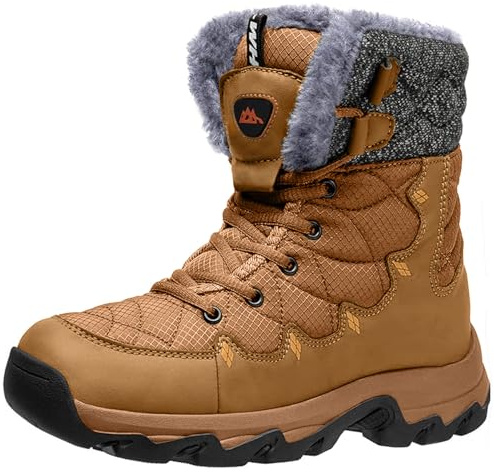 TRAILBLITZ Winter Snow Boots Men Lightweight Water Resistant Non Slip Outdoor Warm Durable Comfortable 7.1 IN Height Hiking Shoes (7.5 Men, Khaki)