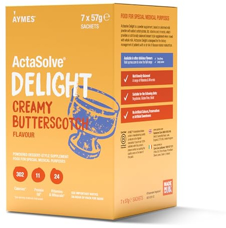AYMES ActaSolve Delight - Creamy Butterscotch - 7 Servings | Dessert-Style Supplement, Powder Mix with Milk, Gluten Free, Vegetarian, Halal & Kosher