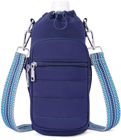 Lexiyat 40oz / 1200ml Water Bottle Holder Bag – Insulated Crossbody Carrier with Strap – Lightweight Travel & Hiking Bag for Women Blue