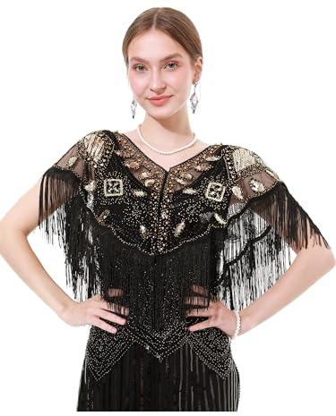 sy soul young 1920S Damen Schal Umschlagtücher mit Fransen Pailletten Cape