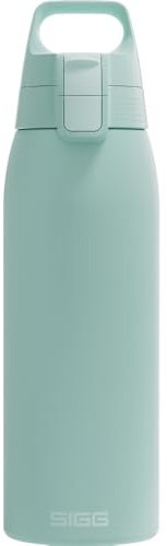 Sigg - Stainless Steel Water Bottle - Shield ONE Milky Blue - Suitable for Carbonated Drinks - Leak-Proof - Feather-Light - BPA-Free - Outdoor & Fitness Blue - 1L