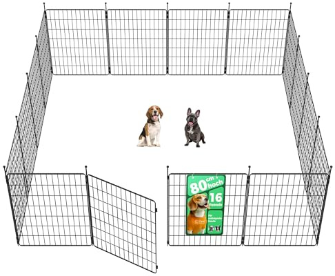 fxw MiniPaws Hundelaufstall für kleine Hunde & Welpen, 80cm 16 Paneele, Welpenlaufstall für drinnen & draußen, Garten & Camping