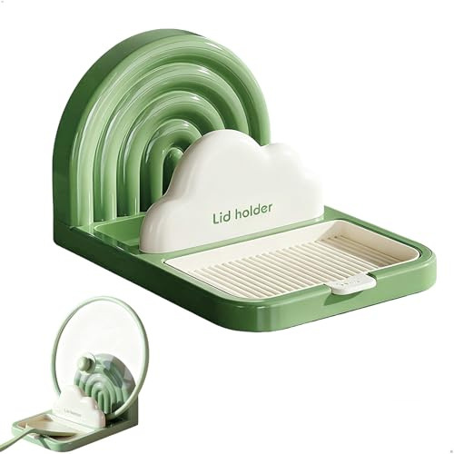 Rangement Couvercle Casserole, Range Couvercle pour Baguettes, Cuillères, Spatules et Couvercles, RangeCouvercle Casserole avec égouttoir, PorteCouvercle Amovible, Support CouvercleCasserole