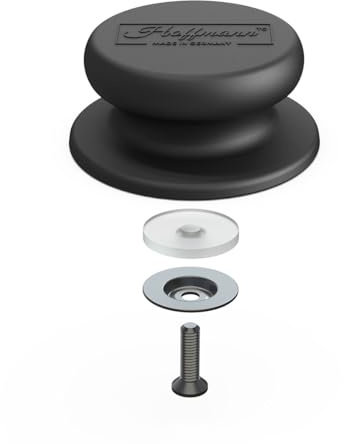 Hoffmann Ersatz Deckelknauf Universal – Topfdeckelgriff mit Silikonunterlegscheibe, backofentauglich bis 240 °C, Made in Germany, Topfdeckelknopf, Deckelknopf, Ersatzknöpfe, Griff (2)