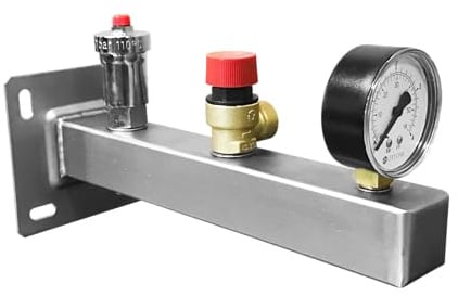 SUNEX® Sicherheitsgruppe für Zentralheizungsanlagen aus Edelstahl, Sicherheitsventil 3 bar, Manometer, Heizungsentlüfter, Heizung entlüften, automatischer Schnelltlüfter, Kessel Schutz