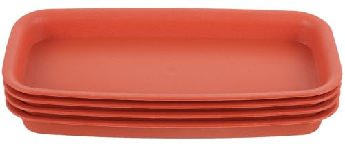 CHILDWEET Lot de 4 Coupelles Rectangulaires en Plastique pour Pots de Fleurs, Plateaux Étanches Anti-Fuite, pour Jardinières D'intérieur et Extérieur