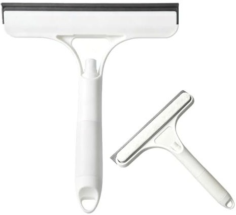 3 in 1 Window Cleaning Scraper with Spray Bottle | 8In Handheld Window Cleaner Squeegee for Home, Glass Cleaning Scraper White