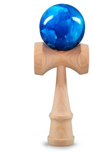 Ganzoo Kendama aus Buchen-Holz, Original Japanisches Traditionelles Holz-Sportgerät mit Kugel, Schnur und Fangteller für Geschicklichkeit/Balancing, Geschenk-Idee, Blau