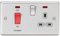Knightsbridge CL83BCG 13 A 45 A Rounded Edge Brushed Chrome DP Cooker Switched Socket with Neons and Grey Insert, Silver