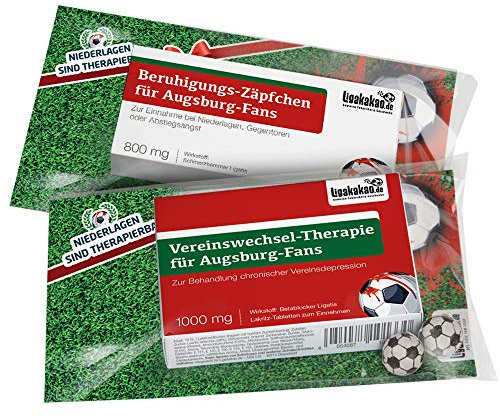 Die Kleine Therapie für Augsburg-Fans | 2X süße Saison-Schmerzmittel | Witzige Geschenke & Fanartikel by Ligakakao.de | Besser als Kaffee-Tasse, Kaffeepott, Becher oder Fahne