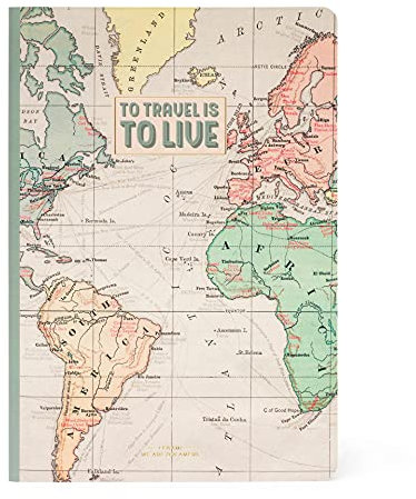 Legami - Notizbuch, liniert, Medium, A5-Blatt, 14,2 x 21 cm, Thema Travel, FSC®-zertifiziertes Papier (FSC-C154586), weißes Papier 100 g/m², transparent