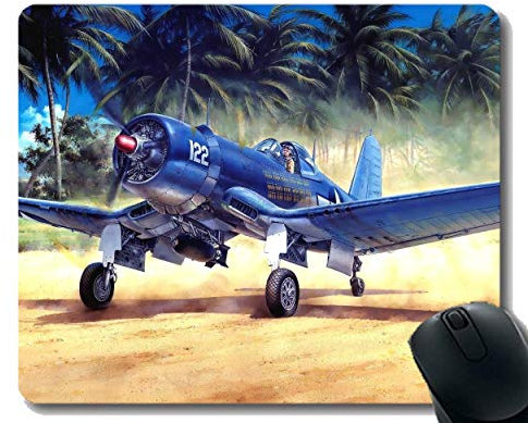 Alfombrilla de ratón con Borde Cosido, Vought F4U Corsair Warplane Laptop Mouse Pad Gaming Mouse Pad
