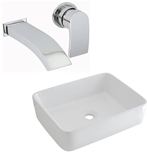 MILANO Countertop Bathroom Basin Sink Wall Mounted Mixer Tap 480 x 370mm