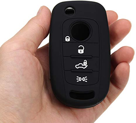NICOLIE 4 Buttons Silicone Remote Key Fob Cover Case For FIAT 500X Toro 2016 2017 - Black