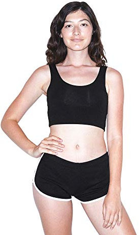 American Apparel Damen Interlock Running Shorts, Schwarz/Weiß, X-Klein