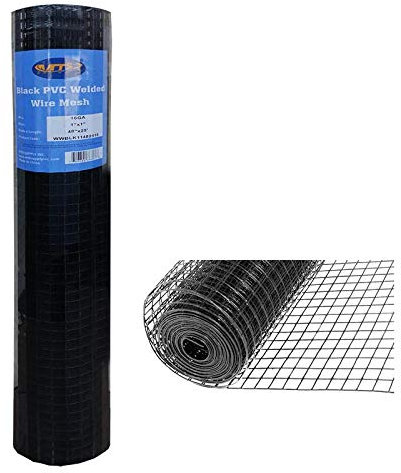 Malla de alambre soldada con revestimiento de PVC negro para jardín, valla económica de 48 pulgadas x 25 pies, 1 pulgada x 1 pulgada, 16 GA
