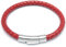 Schmuck-Checker Rotes Armband aus echtem Leder mit Edelstahl Verschluss geflochten 6mmØ hochwertiges Herrenarmband (20.5)