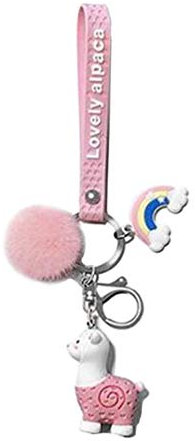 PRETYZOOM Plüschtier Schlüsselbund Kawaii Alpaka Pom Pom Schlüsselanhänger Schlüsselringe Charms Handtasche Anhänger für Telefon Geldbörse Tasche Gürtel Rucksack Geburtstagsgeschenke