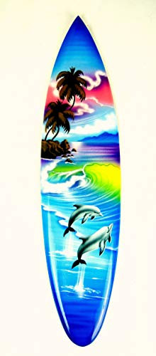 JUSNOVA Asia Design Miniatur Surfboard Dekosurfboard Surfbrett Holz Wellenreiten inkl. Holzständer Dekoration Nr 11 (20cm)