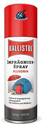 Eva Shop® Ballistol Pluvonin Premium Imprägnierspray mit Nano Technik 200 ml für die Imprägnierung von Zelt, Sonnenschirm, Regenschirm, Anorak, Regen- und Sportbekleidung, Schuhe, Rucksack UVM.