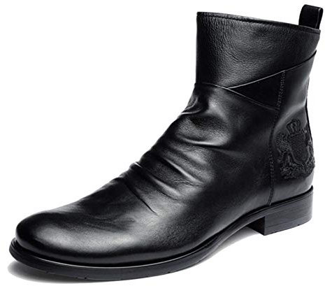 Stivali da Moto da Uomo Outdoor Casual Scarpe da Lavoro in Pelle con Cerniera Antiscivolo Calzature Primavera Inverno Stivaletti da Arrampicata