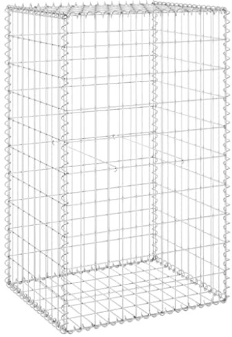 vidaXL Gabion Wall with Covers - Galvanised Steel Stone Barrier – Rustproof and Weather-Resistant – Outdoor and Indoor Use – Silver 60 x 50 x 100 cm