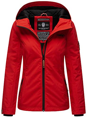 MARIKOO Damen Übergangsjacke Outdoor Windbreaker Regenjacke Fleece Jacke Gefüttert Kapuze XS - XXL BROMBEERE