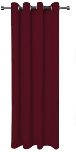 Rollmayer Vorhänge Schal mit Ösen Kollektion Vivid Blickdicht Uni einfarbig Gardinen Schal für Schlafzimmer Schal (Weinrot 13, 135x150 cm - BxH - 2 er Pack)