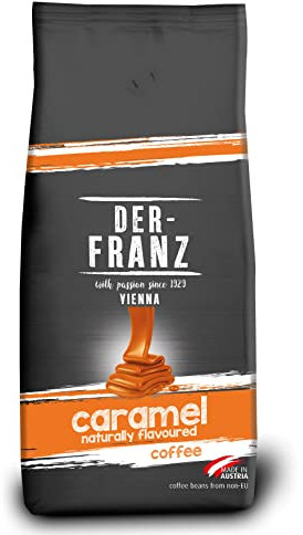 Der-Franz Kaffee, aromatisiert mit Karamaell, Intensität3/5, Arabica und Robusta Kaffeebohnen, 1000 g
