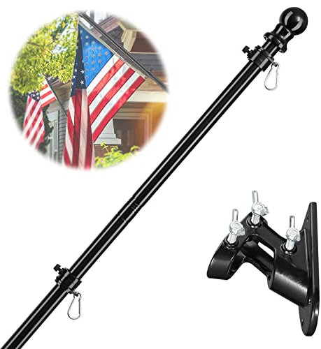 Outdoor-Fahnenmast für Haus, 1.5 m langes verhedderungsfreies amerikanisches Fahnenmast-Set, Edelstahl-Fahnenmasten für den Außenbereich, Metall-Fahnenmast-Hardware mit Halterung, Auto, Boot