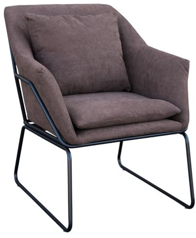 SVITA Josie Loungesessel gepolstert Indoor Polsterstuhl mit Armlehne Metallgestell Stoffbezug Einzelsofa modern Braun