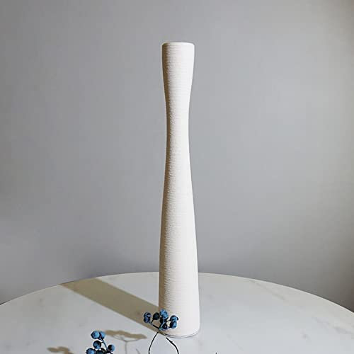 Cutfouwe Bodenvase Schmal 50 cm Hoch,Keramik Vase für Pampasgras,Weiß Matt Vasen Dekozweige,Trockenblumen Blumenvase,Schlicht Modern Deko Vase für Wohnzimmer Tisch Zuhause Büro Balkon Korridor