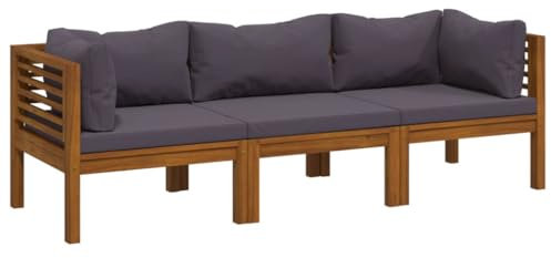 vidaXL Akazienholz Massiv Gartensofa 3-Sitzer mit Kissen Ecksofa Mittelsofa Sofa Lounge Gartenset Garten Garnitur Sitzgruppe Sitzgarnitur Gartenmöbel
