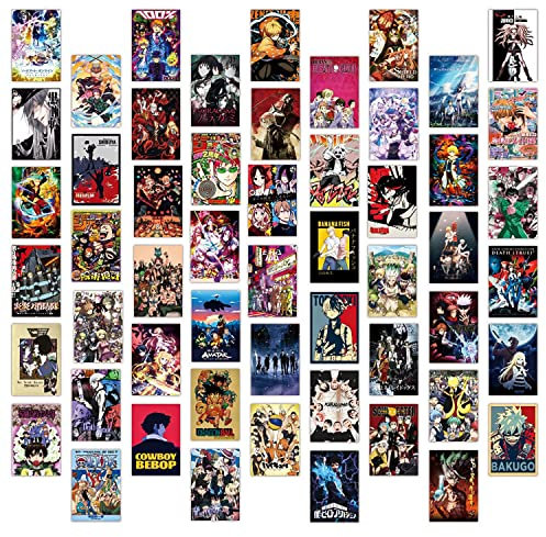 HERKINDNESS 54 Blatt Poster Anime, Trendiger Cartoon Stil Decoration Anime Poster, Anime Bilder Wandcollage Set, für Dekoration von Raumwänden und Sammlungen