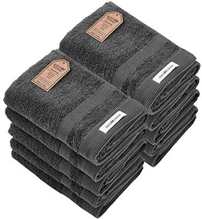 PandaHome Handtuch Set aus Baumwolle - 10 Handtücher - 100% Baumwolle Towel, Schnelltrocknend Weich Saugstark 500 g/m² (Anthrazit)
