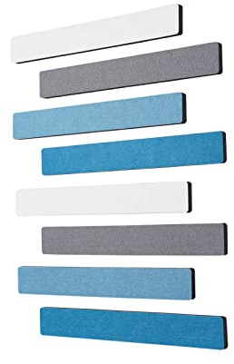 Afumazi Filztafel, Fliese, Pinnwand, Leiste für Wand, selbstklebende Memo-Pinnwand mit 24 Reißzwecken, Korktafelstreifen für Büro, Zuhause, Klassenzimmer, Blau, 8 Stück