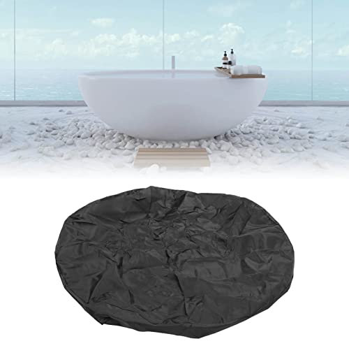 4ft Pool Cover, Round Hot Tub Cover Oxford Fabric Folding Heat Insulation Waterproof Dustproof Pool Cover Black