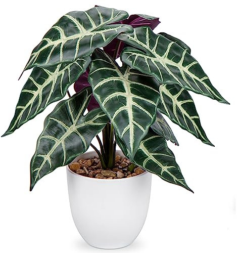 Oairse Kunstpflanze im Topf Kunstpflanze Philodendron Gloriosum Deko Modern Kunstpflanzen Kunststoff Pflanzen Deko für Wohnzimmer Balkon Schlafzimmer Badezimmer Zimmer Tischdeko