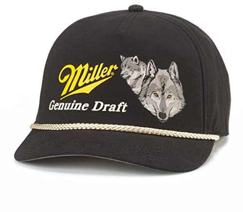 AMERICAN NEEDLE Miller Beer Brands Baseballmütze, offiziell lizenziert, verstellbar, Canvas Cappy (Schwarz), Einheitsgröße