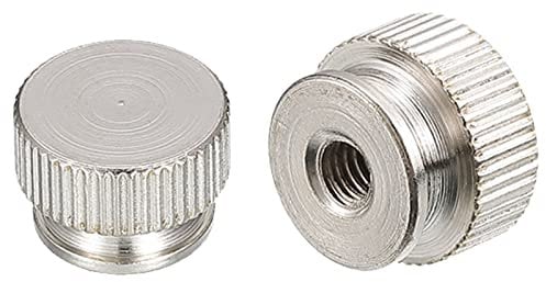 sourcing map Knurled Thumb Nuts, 2pcs M4 x D13mm x H9mm Carbon Steel Knurled Nut with Collar High Head Blind Hole Knurled Thumb Nuts for 3D Printer Parts
