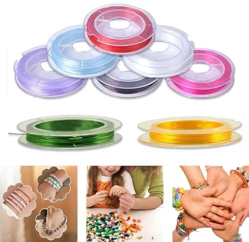Plstod Gummiband für Armbänder, 8 Spule 1.0mm x 10 m Elastische Schmuckfaden, Armband Gummiband, Elastisch 8 Farben Schmuckfaden Gummischnur für Schmuckherstellung, Halskette, DIY Basteln