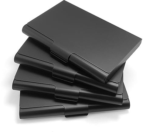 xiaoxianxian 4 Pièces Porte Carte de Visite,Étui pour Cartes de Visite en Aluminium,Porte-Cartes de Visite Fin en Métal pour Carte d'identité,Carte de Crédit (Noir)
