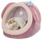 Jiupety Nettes Katzenhöhle, Katzen höhle Katzen bettchen, Katzenbett Flauschig L (45 cm x 43 cm x 37 cm), Katzenkorb mit rutschfestem Boden, Kuschelhöhle Katze mit Waschbare Abnehmbare Kissen, Rosa