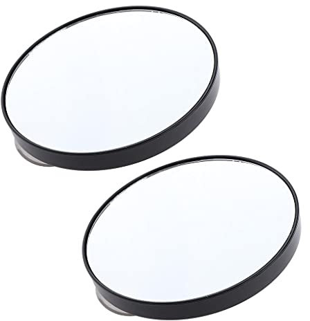 Xiaojikuaipao Lot de 2 miroirs de maquillage grossissants x10 avec ventouse murale pour cosmétiques Noir