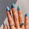 Stylish Aurora Blue Fake Nail Chrome Short Almond Press on Nails Tips for Women and Girls Nail Art Manicure Decoration 24pcs