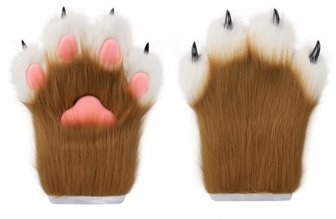 hbbhml flauschige Pfoten handschuhe Tier katze Wolf Hund Fuchs Kostüm Cosplay Zubehör Halloween Weihnachts feier für Kinder Erwachsene