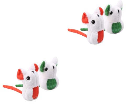 DOITOOL 4pcs Adorable Plush Mouse Cat Toy Interactive Cat Teaser Cuddly Plush Mouse Toy for Soft Material Scratch
