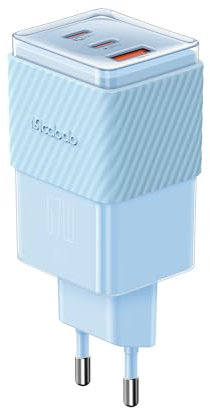 GAN 5 67W Cargador USB C, Mcdodo Cargador Rapido Multipuerto 2 USB C y 2 USB A, Compatible con MacBook Air Samsung Galaxy S23+/S22/S21/S20, iPad Pro/Air, Steam Deck (Azul)