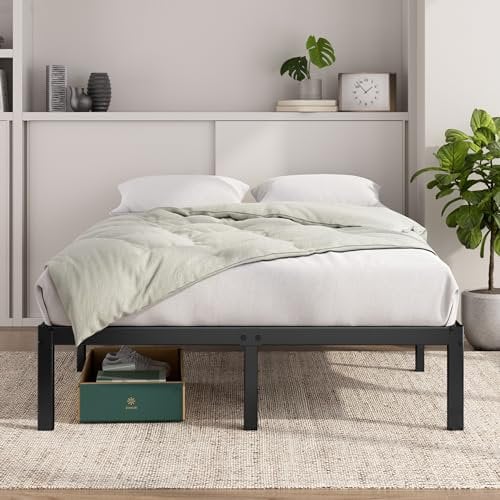 Zinus Elias Bett 140x200cm - Höhe 36cm mit Stauraum unter dem Bett - Metall Plattform Bettgestell - Schwarz, Schwarze